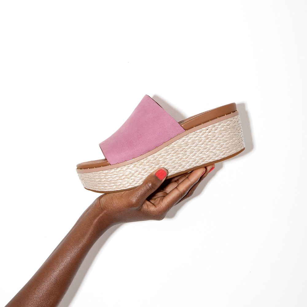 Fitflop Womens Wedge - Eloise Espadrille Suede Slides - Pink - 530-MITEOU